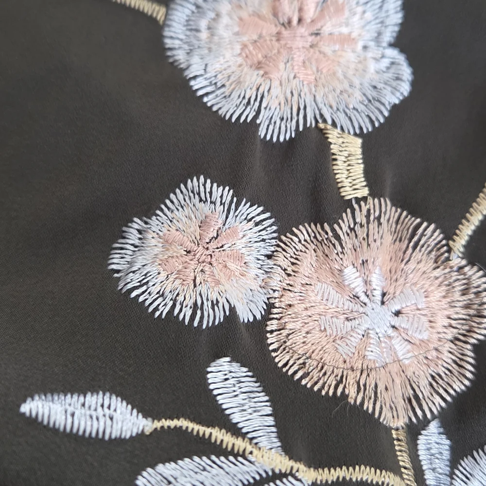 Forever 21 Olive Bomber Jacket with Blue & Pink Embroidered Birds - Picture 7 of 8